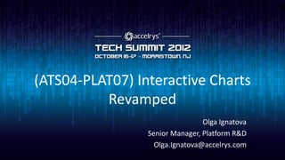 (ATS04-PLAT07) Interactive Charts
          Revamped
                                 Olga Ignatova
                 Senior Manager, Platform R&D
                   Olga.Ignatova@accelrys.com
 