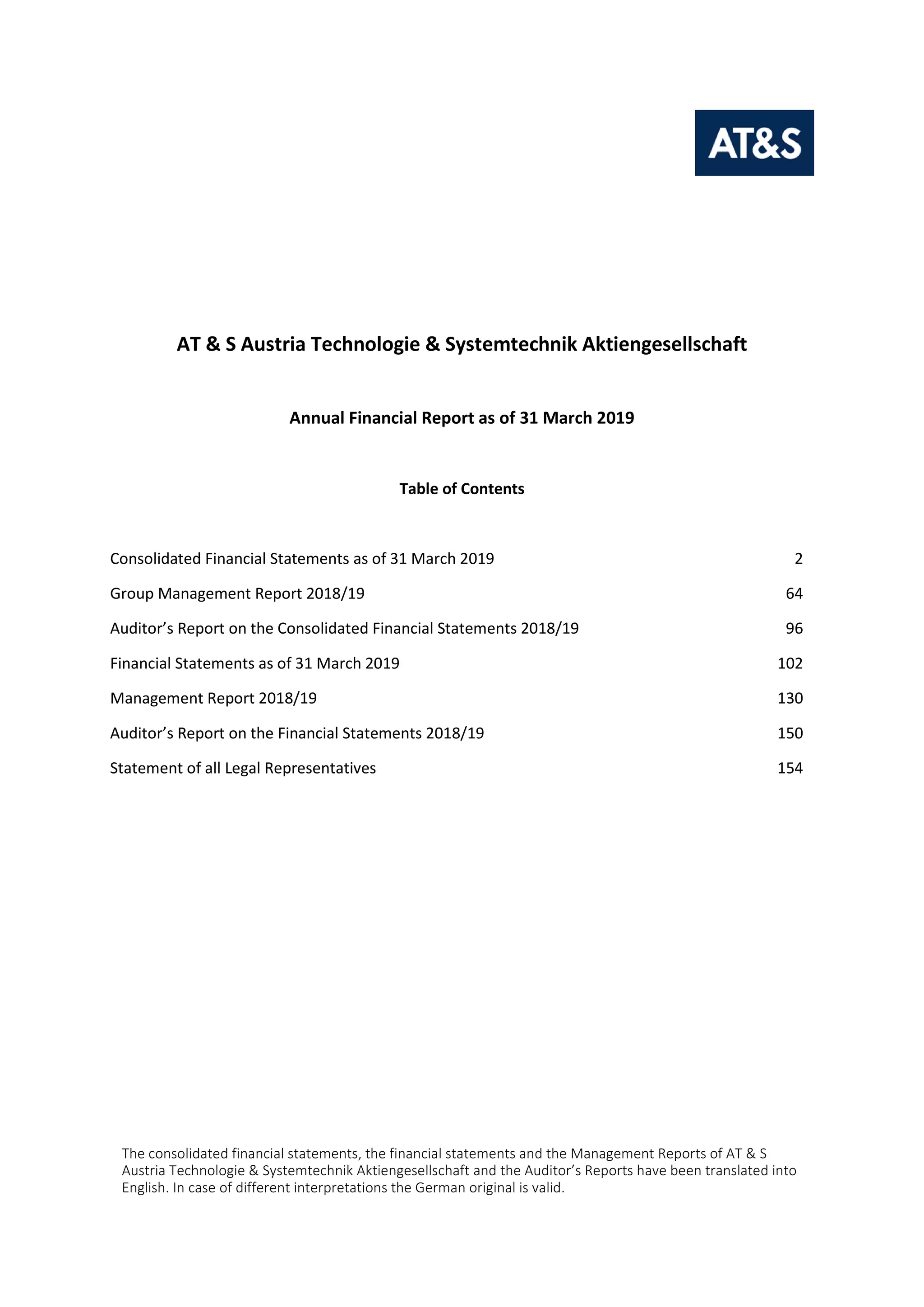 AT&S Annual financial report 2018/19 PDF