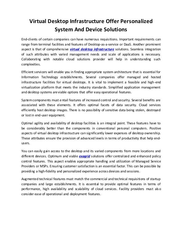 Virtual Desktop Infrastructure Offer Personalized System And Device