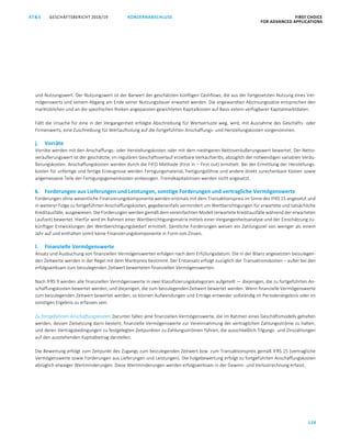 GESCHÄFTSBERICHT 2018/19AT S FIRST CHOICE
FOR ADVANCED APPLICATIONS
128
KONZERNABSCHLUSS
ATS GESCHÄFTSBERICHT 2019/20 KONZERNABSCHLUSS FIRST CHOICE
FOR ADVANCED APPLICATIONS
49
und Nutzungswert. Der Nutzungswert ist der Barwert der geschätzten künftigen Cashflows, die aus der fortgesetzten Nutzung eines Ver-
mögenswerts und seinem Abgang am Ende seiner Nutzungsdauer erwartet werden. Die angewandten Abzinsungssätze entsprechen den
marktüblichen und an die spezifischen Risiken angepassten gewichteten Kapitalkosten auf Basis extern verfügbarer Kapitalmarktdaten.
Fällt die Ursache für eine in der Vergangenheit erfolgte Abschreibung für Wertverluste weg, wird, mit Ausnahme des Geschäfts- oder
Firmenwerts, eine Zuschreibung für Wertaufholung auf die fortgeführten Anschaffungs- und Herstellungskosten vorgenommen.
j. Vorräte
Vorräte werden mit den Anschaffungs- oder Herstellungskosten oder mit dem niedrigeren Nettoveräußerungswert bewertet. Der Netto-
veräußerungswert ist der geschätzte, im regulären Geschäftsverlauf erzielbare Verkaufserlös, abzüglich der notwendigen variablen Veräu-
ßerungskosten. Anschaffungskosten werden durch die FIFO-Methode (First in – First out) ermittelt. Bei der Ermittlung der Herstellungs-
kosten für unfertige und fertige Erzeugnisse werden Fertigungsmaterial, Fertigungslöhne und andere direkt zurechenbare Kosten sowie
angemessene Teile der Fertigungsgemeinkosten einbezogen. Fremdkapitalzinsen werden nicht angesetzt.
k. Forderungen aus Lieferungen und Leistungen, sonstige Forderungen und vertragliche Vermögenswerte
Forderungen ohne wesentliche Finanzierungskomponente werden erstmals mit dem Transaktionspreis im Sinne des IFRS 15 angesetzt und
in weiterer Folge zu fortgeführten Anschaffungskosten, gegebenenfalls vermindert um Wertberichtigungen für erwartete und tatsächliche
Kreditausfälle, ausgewiesen. Die Forderungen werden gemäß dem vereinfachten Modell (erwartete Kreditausfälle während der erwarteten
Laufzeit) bewertet. Hierfür wird im Rahmen einer Wertberichtigungsmatrix mittels einer Vergangenheitsanalyse und der Einschätzung zu-
künftiger Entwicklungen der Wertberichtigungsbedarf ermittelt. Sämtliche Forderungen weisen ein Zahlungsziel von weniger als einem
Jahr auf und enthalten somit keine Finanzierungskomponente in Form von Zinsen.
l. Finanzielle Vermögenswerte
Ansatz und Ausbuchung von finanziellen Vermögenswerten erfolgen nach dem Erfüllungsdatum. Die in der Bilanz angesetzten beizulegen-
den Zeitwerte werden in der Regel mit dem Marktpreis bestimmt. Der Erstansatz erfolgt zuzüglich der Transaktionskosten – außer bei den
erfolgswirksam zum beizulegenden Zeitwert bewerteten finanziellen Vermögenswerten.
Nach IFRS 9 werden alle finanziellen Vermögenswerte in zwei Klassifizierungskategorien aufgeteilt — diejenigen, die zu fortgeführten An-
schaffungskosten bewertet werden, und diejenigen, die zum beizulegenden Zeitwert bewertet werden. Wenn finanzielle Vermögenswerte
zum beizulegenden Zeitwert bewertet werden, so können Aufwendungen und Erträge entweder vollständig im Periodenergebnis oder im
sonstigen Ergebnis zu erfassen sein.
Zu fortgeführten Anschaffungskosten Darunter fallen jene finanziellen Vermögenswerte, die im Rahmen eines Geschäftsmodells gehalten
werden, dessen Zielsetzung darin besteht, finanzielle Vermögenswerte zur Vereinnahmung der vertraglichen Zahlungsströme zu halten,
und deren Vertragsbedingungen zu festgelegten Zeitpunkten zu Zahlungsströmen führen, die ausschließlich Tilgungs- und Zinszahlungen
auf den ausstehenden Kapitalbetrag darstellen.
Die Bewertung erfolgt zum Zeitpunkt des Zugangs zum beizulegenden Zeitwert bzw. zum Transaktionspreis gemäß IFRS 15 (vertragliche
Vermögenswerte sowie Forderungen aus Lieferungen und Leistungen). Die Folgebewertung erfolgt zu fortgeführten Anschaffungskosten
abzüglich etwaiger Wertminderungen. Diese Wertminderungen werden erfolgswirksam in der Gewinn- und Verlustrechnung erfasst.
 