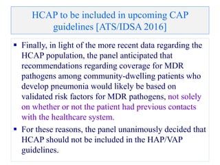 VAP/HAP management guidelines by IDSA 