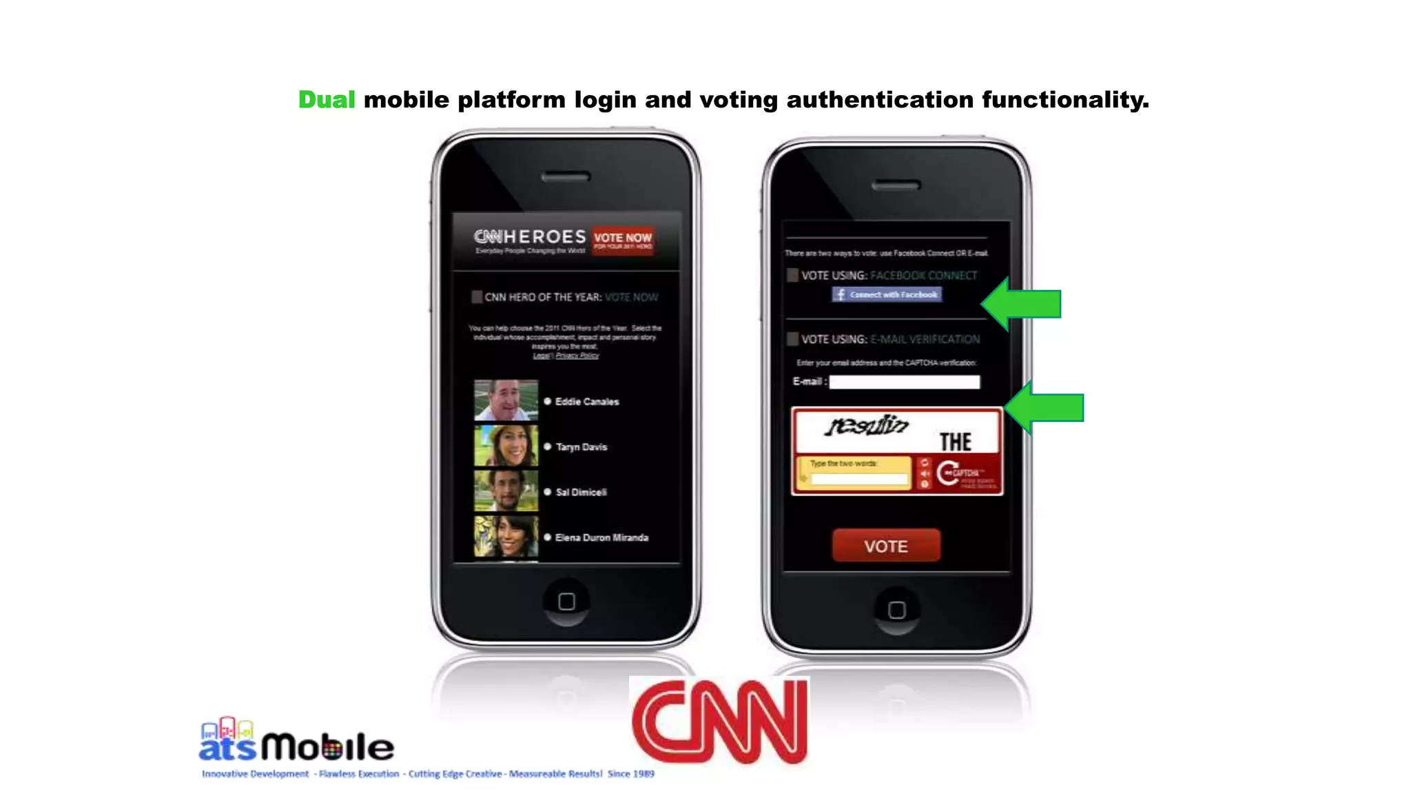 13
Dual mobile platform login and voting authentication functionality.
 