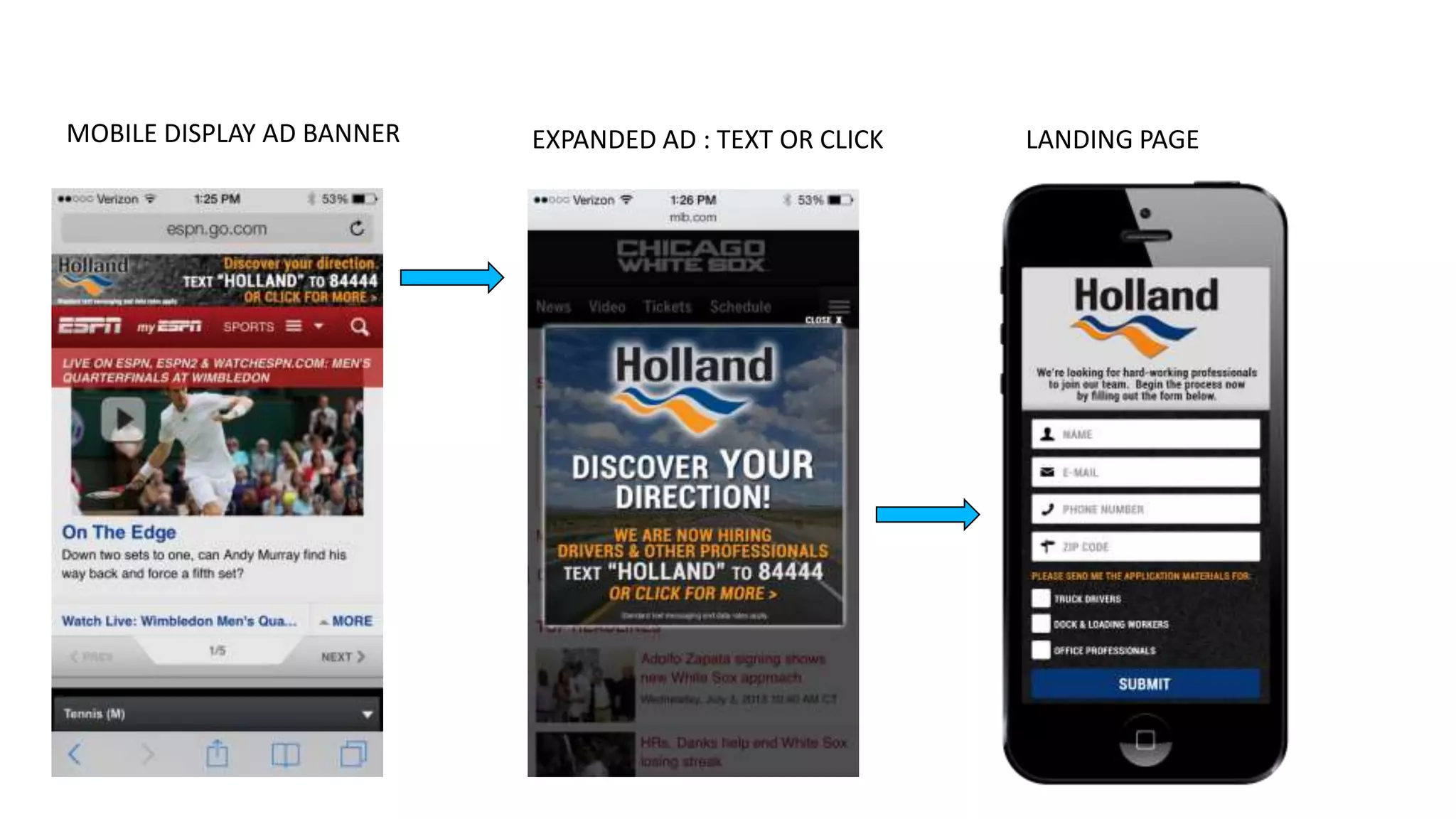 25
MOBILE DISPLAY AD BANNER EXPANDED AD : TEXT OR CLICK LANDING PAGE
 