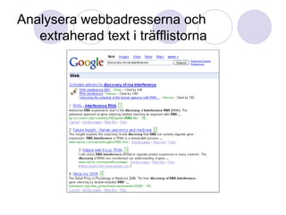 Analysera webbadresserna och extraherad text i träfflistorna 