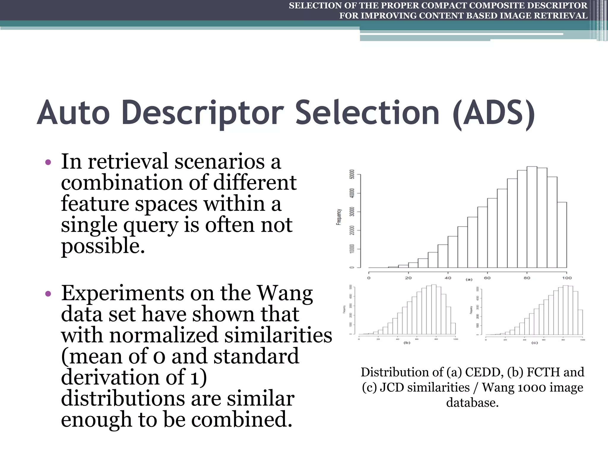 SELECTION OF THE PROPER COMPACT COMPOSITE DESCRIPTOR FOR IMPROVING CONTENT BASED IMAGE RETRIEVAL