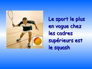 Le sport le plus en vogue chez les cadres supérieurs est le squash   