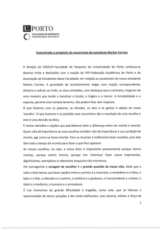 Carta Diretor Faculdade Desporto da UP