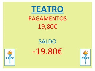 TEATRO PAGAMENTOS 19,80€   SALDO -19.80€ 