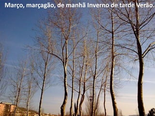 Março, marçagão, de manhã Inverno de tarde Verão.
 