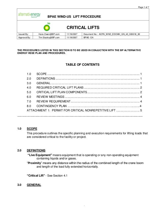 crane lift plan requirements