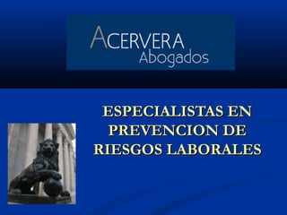 ESPECIALISTAS ENESPECIALISTAS EN
PREVENCION DEPREVENCION DE
RIESGOS LABORALESRIESGOS LABORALES
 