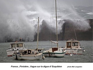 France...Finistère...Vague sur la digue d' Esquibien photo Mal Langsdon
 