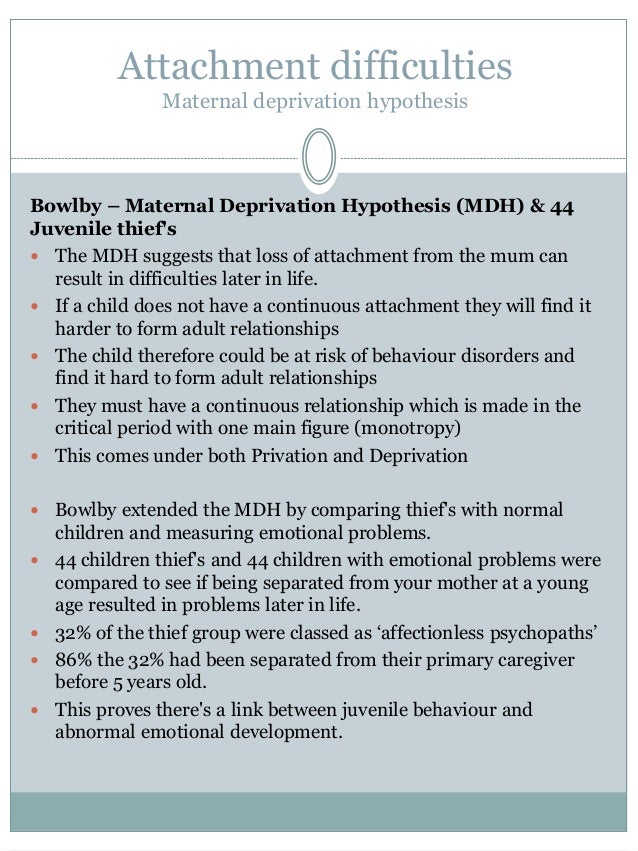 Bowlby maternal deprivation essay