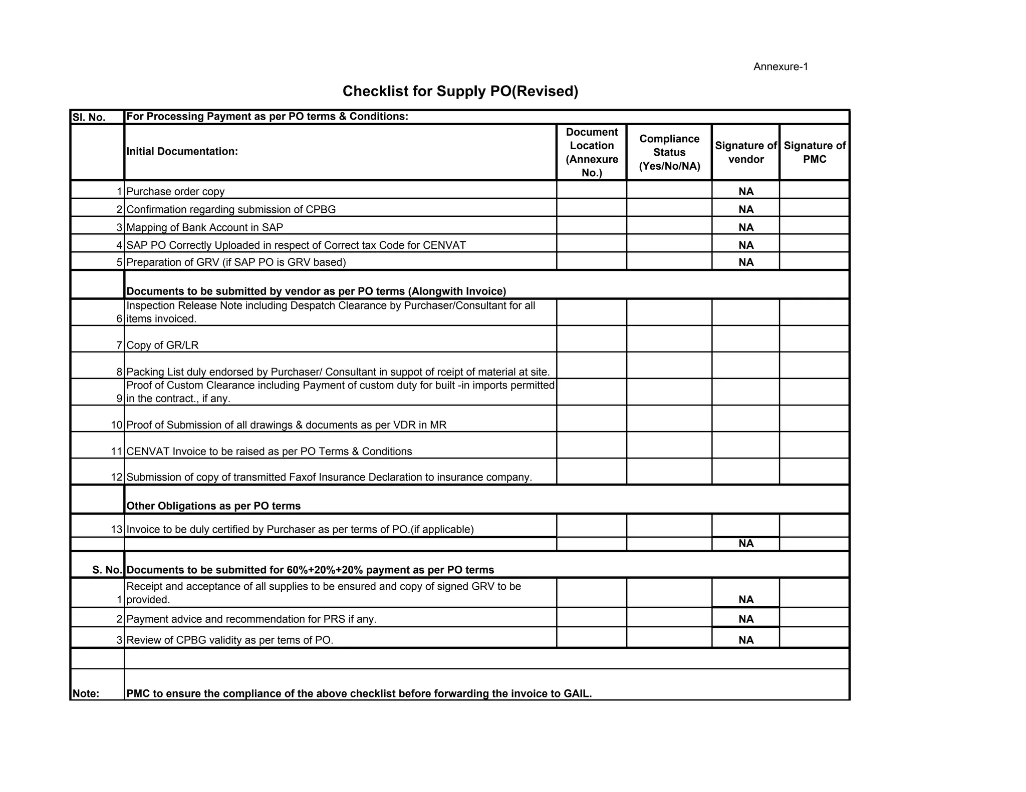 Attachment v-checklist for bill payment-final | PDF