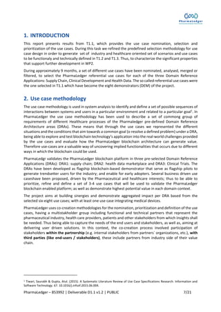 PharmaLedger – Use case prioritization and selection for deployment | PDF