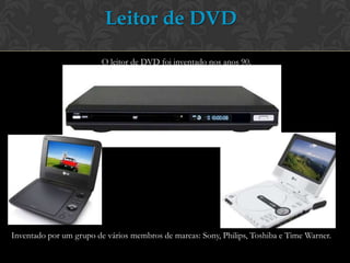 Leitor de DVD

                         O leitor de DVD foi inventado nos anos 90.




Inventado por um grupo de vários membros de marcas: Sony, Philips, Toshiba e Time Warner.
 