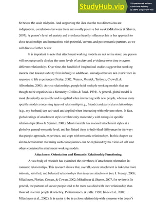 Attachment And Romantic Relationships The Role Of Working Models Of ...
