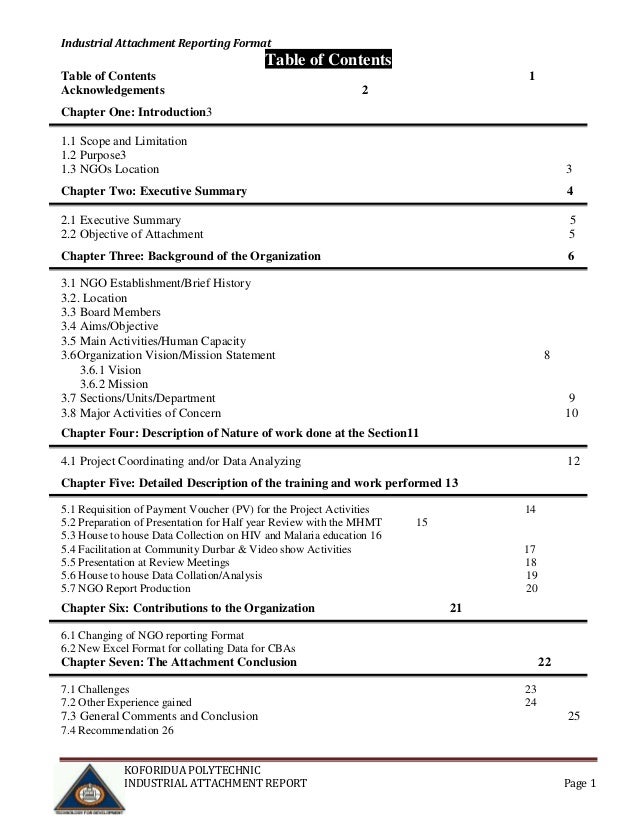 attachment report reporting writing format