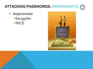 ATTACKING PASSWORDS: IMPERSONATE
• Impersonate
Incognito
WCE
 