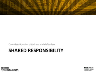 SHARED	
  RESPONSIBILITY	
  
Considera@ons	
  for	
  a"ackers	
  and	
  defenders	
  
 