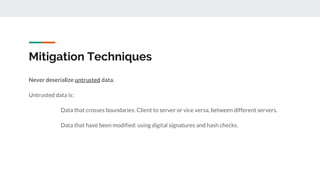 Attack and Mitigation for Insecure Deserialization | PPTX