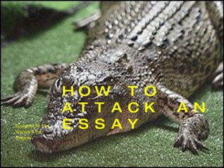 HOW TO ATTACK AN ESSAY Designed by Mrs. Warren’s Peer Helpers 