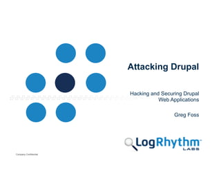 Company Confidential
Attacking	
  Drupal	
  
Hacking	
  and	
  Securing	
  Drupal	
  Web	
  Applications	
  
	
  
Greg	
  Foss	
  |	
  @heinzarelli	
  
 