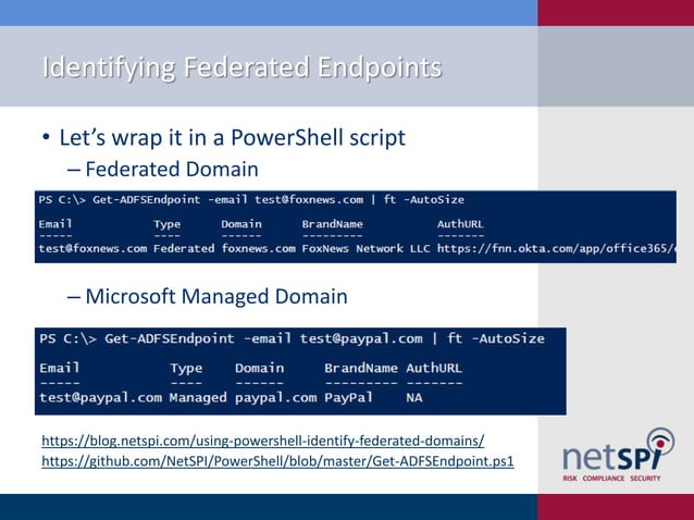 Attacking ADFS Endpoints - DerbyCon | PPT