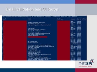 Email Validation and SE Recon
 