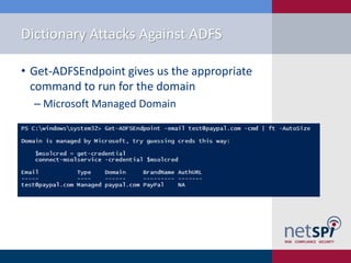 Attacking ADFS Endpoints - DerbyCon | PPTX