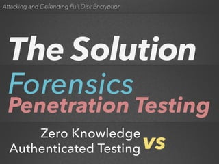 Attacking and Defending Full Disk Encryption