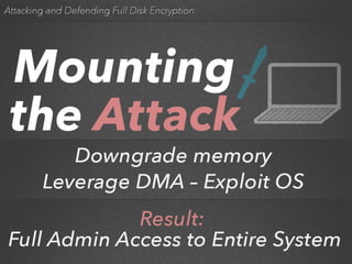 Attacking and Defending Full Disk Encryption