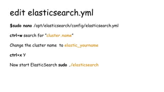 Verifying Elasticsearch Installation
$curl –XGET http://localhost:9200
Expected Output:
{
"status" : 200,
"name" : "Edwin ...