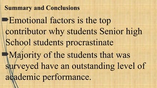 Procrastination and Academic Performance Among Senior High School ...