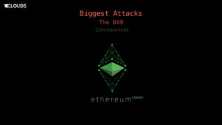 Biggest Attacks
The DAO
Consequences
 