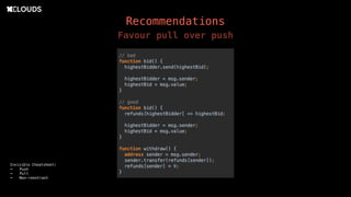 Recommendations
Favour pull over push
Invisible Cheatsheet:
- Push
- Pull
- Non-reentrant
 