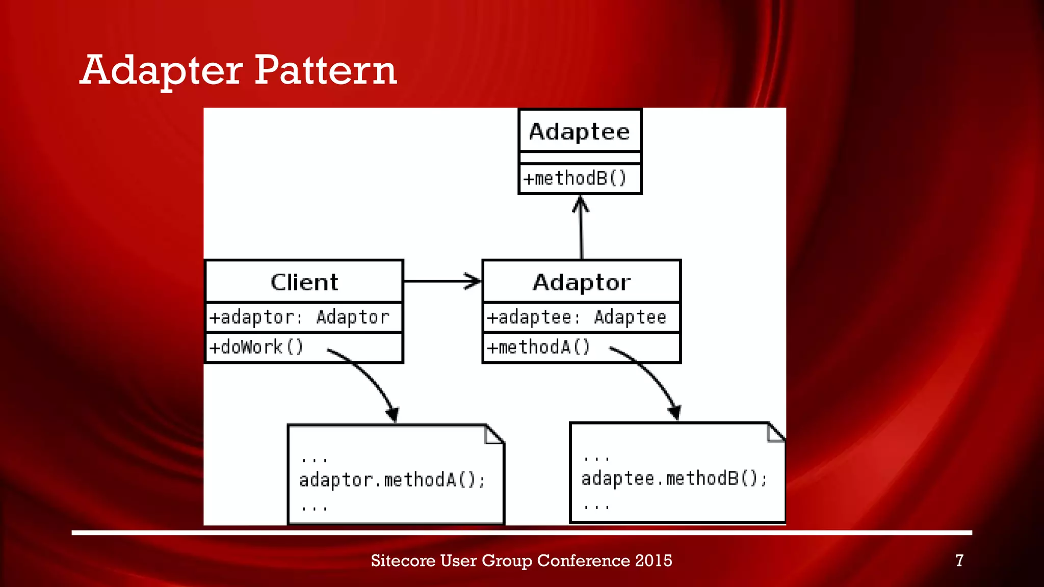Adapter Pattern
Sitecore User Group Conference 2015 7
 