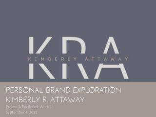 PERSONAL BRAND EXPLORATION


Kimberly R. Attaway


Project & Portfolio I: Week 1


September 4, 2022
 