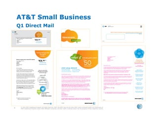 AT&T Small Business
    Q1 Direct Mail




     © 2010 AT&T Intellectual Property. All rights reserved. AT&T, the AT&T logo and all other AT&T marks contained herein are trademarks of
9    AT&T Intellectual Property and/or AT&T affiliated companies. All other marks contained herein are the property of their respective owners.
 