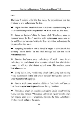 Attendance management software user manual v1.8 | PDF