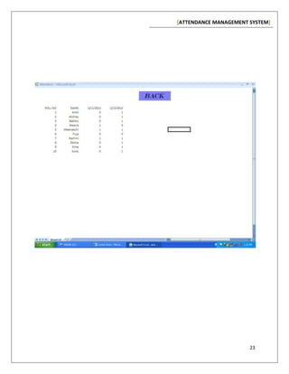 [ATTENDANCE MANAGEMENT SYSTEM]
23
 