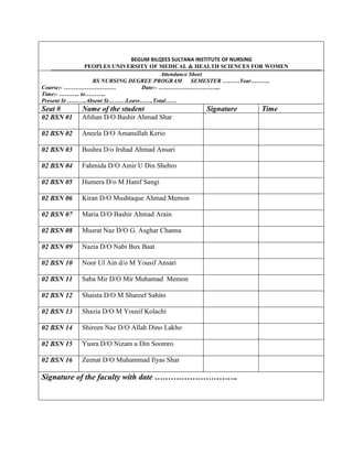 Attendance sheet | DOCX