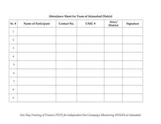 Attendance sheet | PPT