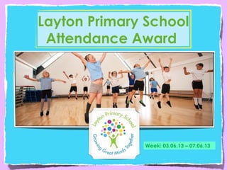 Layton Primary School
Attendance Award
Week: 03.06.13 – 07.06.13
 