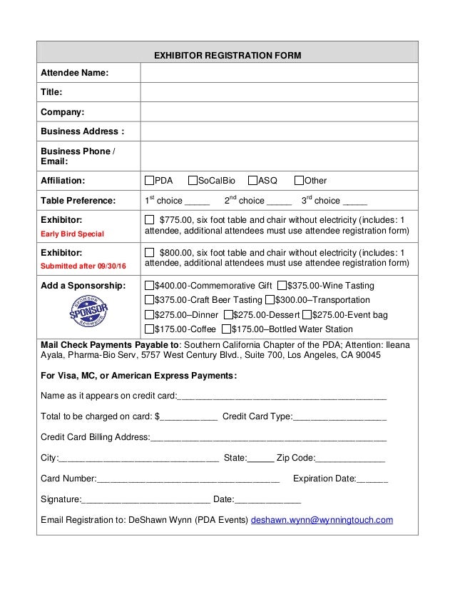 Attendee registration form so cal pda annual event 100616