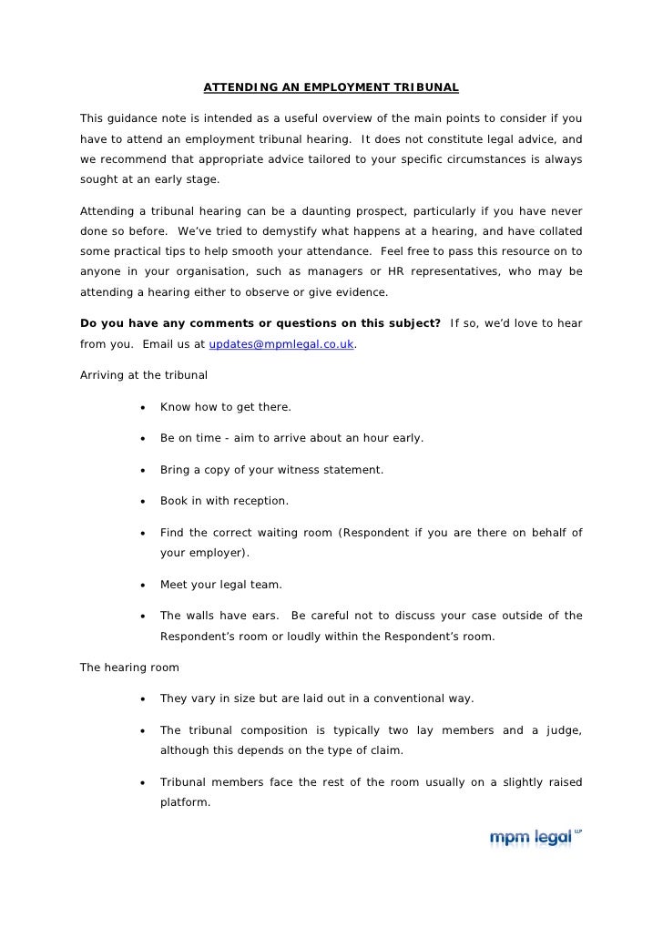 Attending An Employment Tribunal Attending An Employment Tribunal