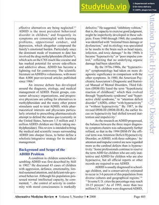 Attention Deficit Hyperactivity Disorder (ADHD) In Children Rationale ...
