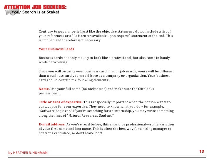 job search business cards