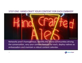 STEP ONE: HAND‐CRAFT YOUR CONTENT FOR EACH EMBASSY 




                                                               Pho...