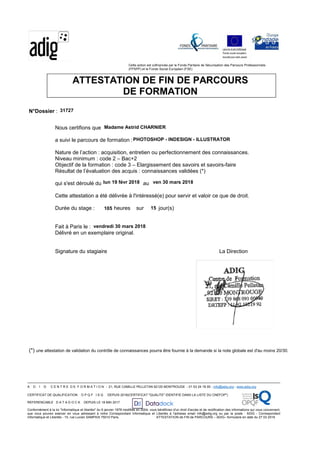 Attestation de fin de parcours de formation